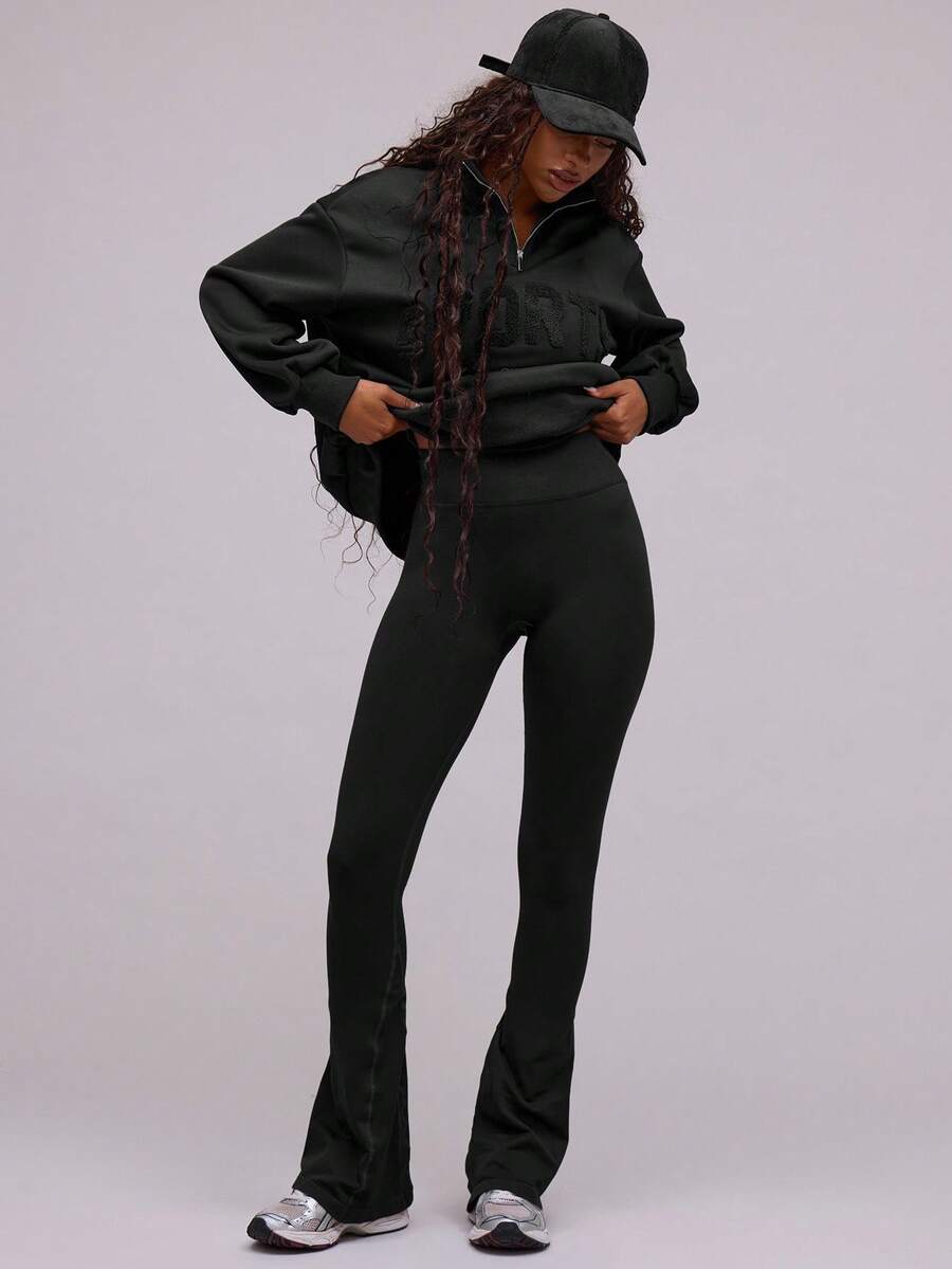 Musera Sport Leginsy z wysokim stanem, modelujące pośladki, rozszerzane, do padla, tenisa, pickleballa, siłowni, fitnessu, jogi i pilatesu, na co dzień - Czarne - Zobacz 1