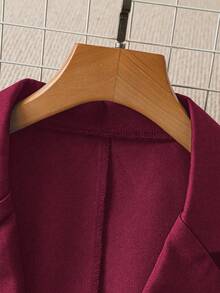 Franclia Blazer casual de unicolor ajustado para mujer, adecuado para ir al trabajo - Burdeos - Ver 5