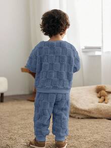 Cozy Pixies Bộ 2 quần jogger cổ tròn in hình gấu dễ thương cho bé trai - Màu xanh bụi bặm - Xem 10