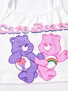 SHEIN X Care Bears 6pcs/Set Young Girl Cartoon Bear Print Cami Top & Shorts Lingerie Undershirt Set , Kawaii,Y2K,Cute,Sweet