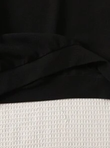 SHEIN Girls Sporty Street Style Knit Crew Neck Long Sleeve Sweatshirt,In Fall/Winter - Black - View 5