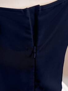 Elegant Sleeveless High Waist Maxi Solid Pleated Dress For Teens & Girls, Suitable For Wedding & Formal Events, White Series - Navy Blue - View 5