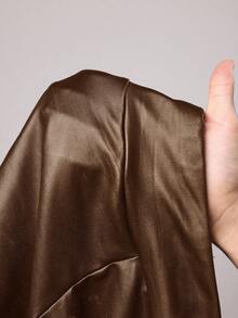 Slaydiva Elegant Party Slim-Fit High-Waisted Side Pleated Faux Leather Shorts For Women - Mocha Brown - View 7