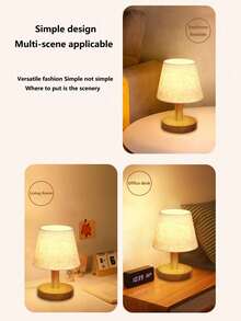 SHEIN 1 قطعة إضاءة ليلية LED قابلة للشحن بمنفذ USB بطراز إسكندنافي، مصباح مكتب مناسب لغرفة النوم والمكتب، هدية عيد الأم