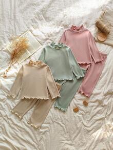 SHEIN Bộ đồ nhiều món mùa thu cho bé gái: Áo dài tay cổ đứng thời trang đơn giản, dễ phối với quần dài thoải mái, phù hợp cho thời gian thư giãn ở nhà, đi chơi hàng ngày, cắm trại, mặc trong thời tiết ôn hòa. Trang phục sành điệu cho mùa thu/đông. - Nhiều màu - Xem 3