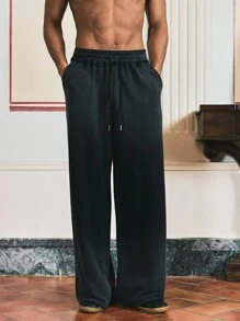 SWAVVY Pantaloni casual larghi e ampi lavati neri, taglia standard uomo, adatti per primavera/autunno