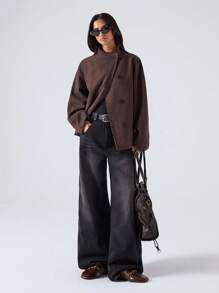 LYSMO 2025新款极简主义秋季女士休闲百搭外套，秋冬款 - 棕色 - 查看 5