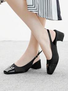 CUCCOO BIZCHIC 女士经典低跟露跟平底鞋，黑色 - 黑色 - 查看 3