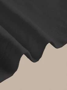 SHEIN BASICS Women's Casual Everyday Simple Solid Color Loose Fit Dropped Shoulder Stand Collar T-Shirt, Summer - Dark Grey - View 7