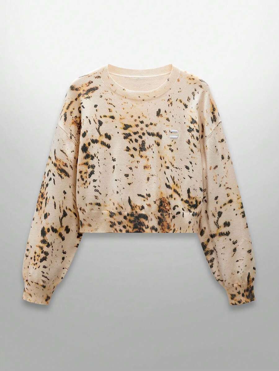 NEON BLANC Men's Street Fashion Knitted Crew Neck Short Printed Sweater , Fall Winter - White - View 1