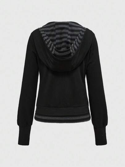 Grunge Punk sweat-shirt à capuche vintage oversize noir et gris 2 en 1 avec crâne, rivets et style grunge punk