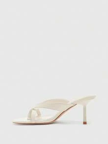CUCCOO BIZCHIC 7cm Square Toe Ankle Strap Sandals, Apricot Color, Women - Apricot - View 9