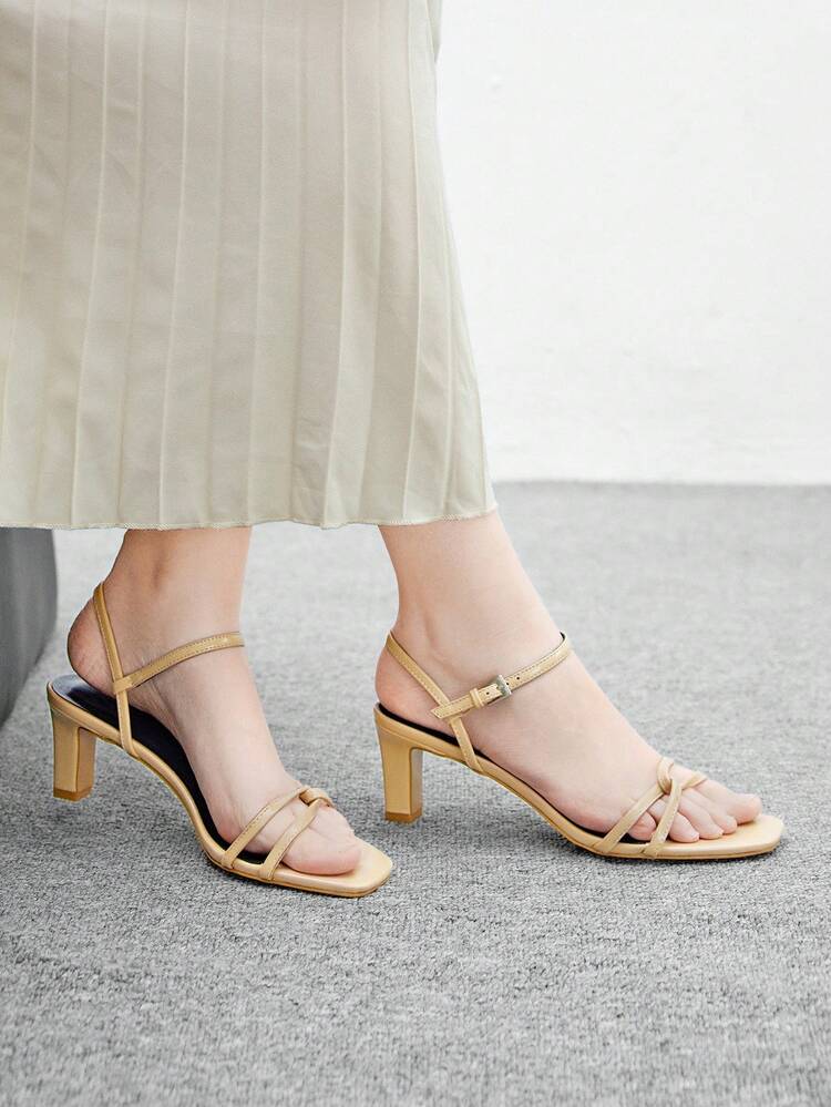 CUCCOO BIZCHIC Women's Fashionable Apricot All-Match Strap Versatile Commute Daily High Heel Sandals