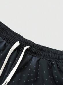 ROMWE MEN Street Life Men's Casual Straight-Leg Sweatpants With Contrast Color Patchwork, Street Style - Black - View 4