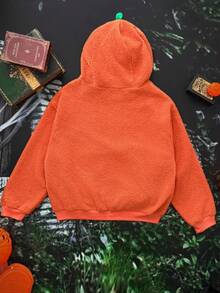 Flirla Halloween Knits And Sweatshirts Limited Halloween Pumpkin Plus Size Sweatshirts Winter Fall Autumn - Burnt Orange - View 2