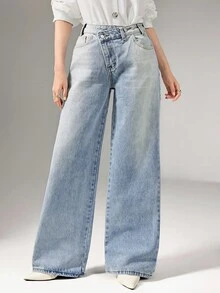 Heiryn 2025 Autumn/Winter Women's Clothing, Women's Autumn/Winter Outfits, Back To School, Halloween, Christmas, Business Casual, Retro Dignified Elegant Versatile Basics, Nashville Clothing, Women's Asymmetric Waist Pocket Casual Jeans