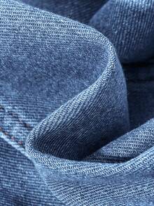 SHEIN Kurtka chłopięca modna, swobodna, szara, dzianinowa, z kapturem, z długim rękawem i niebieskimi przetarciami, idealna na co dzień i na jesień, dla chłopców, na zimę