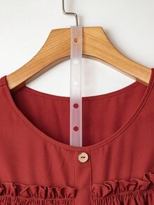 Linhara Plus Size French Round Neck Puff Sleeve Pullover Long Sleeve Non-Stretch Blouse, Suitable For Spring/Autumn Women, Slimming Flared Hem Top Fall Cloth For Women - Red - View 5