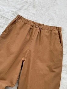 Loomiva 男童休闲纯色带口袋长裤 - 棕色 - 查看 6
