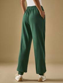 Briarwyn Quần nỉ nữ cơ bản dáng suông có dây rút, thích hợp cho mùa thu, đi học trở lại, phong cách cổ điển thường ngày dành cho nữ. - Màu xanh lá cây đậm - Xem 6