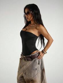 StreetHx Streetwear Women's Sleeveless Bandeau Bodysuit, Summer