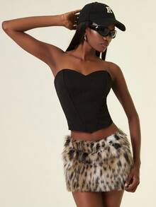 GENKIRA Faux Fur Leopard Print Chic European & American Style Sexy Punk Mix-Match Mini Low-Waist Skirt For Women - Multicolor - View 4