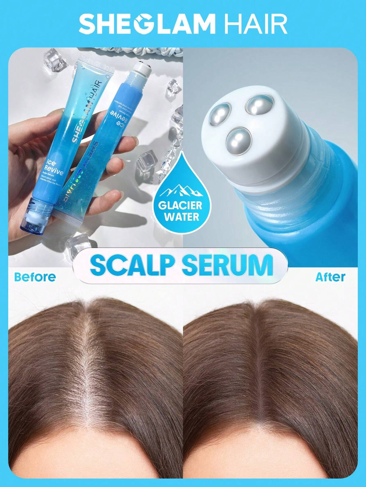 Ice Revive Scalp Serum,Cooling Alpine Water Roll,Hair Massage Serum Roll,Soothe Hydrate Scalp,Strenghten Hair Roots,Enhance Scalp Skin Barrier,Reduces Hair,No-Rinse,Fast-Absorbing Daily Nourishing,Gentle Care For Women & Men
