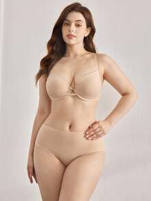 Ocili Conjunto de sujetador acolchado sin costuras y braga talla grande, de material brillante