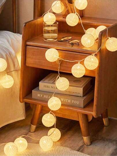 1 件 1.5/3 米家居装饰迷人塑料线球 LED 仙女灯，电池供电室内房间墙壁装饰球形灯串，营造舒适的氛围，适用于卧室装饰、情人节装饰、婚礼装饰和圣诞树装饰灯