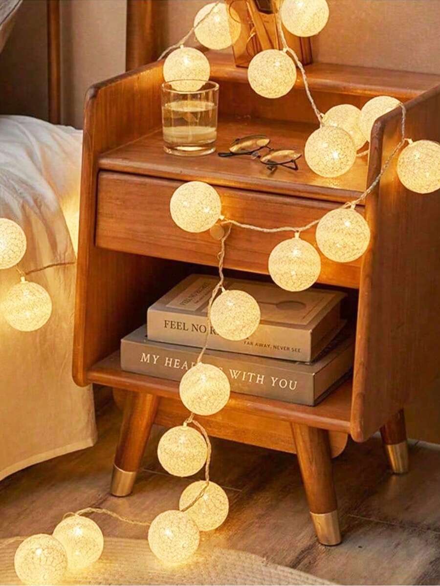 1pc 1.5/3m Home Decor Enchanting Plastic Wire Ball  Led Fairy Light, Battery Powered Indoor Room Wall Decor Spherical String Light, Creating A Comfortable Atmosphere, Suitable For Bedroom Decor, Wedding Decor, Party Decor,Camping Tent Decor Light