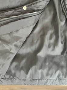 Tween Girl 休闲连帽中长款棉衣，撞色毛领，2 个前口袋，宽松版型，舒适，适合秋冬季、日常、通勤、户外、聚会、聚会、拍照 - 黑色 - 查看 9