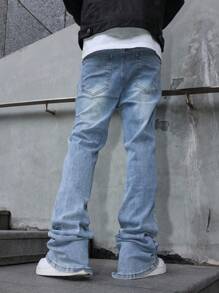 Manfinity Roughcore 男式休闲破洞洗水牛仔裤