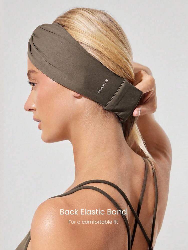 1 opakowanie FeatherFit™ Twist And Glow Odblaskowa, elastyczna, miękka, odprowadzająca pot, elastyczna opaska na głowę z węzłem skrętnym, do ćwiczeń na siłowni, na co dzień