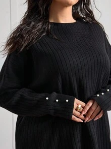 EURMUSE Minimalist Ribbed Knit Lounge Set – Black, Cozy, Two Pieces, Soft Touch - Black - View 5