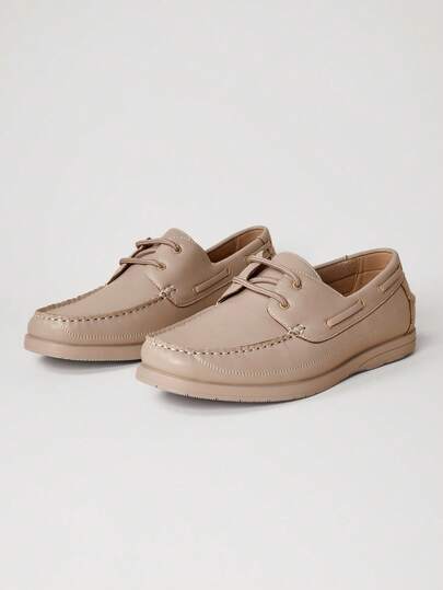 SHUZIA Zapatos náuticos para hombre de PU color topo rico - Detalles de costura premium para clubes náuticos y escapadas a la