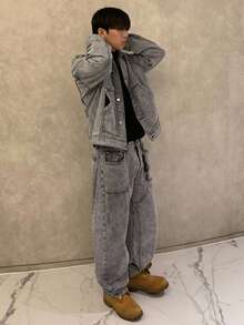 DAZY 男士纯色水洗牛仔西装，秋季