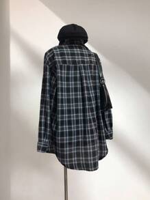 Elamini Vintage Plaid Loose Fit Shirt For Women, Fashion & Versatile, Autumn/Winter - Multicolor - View 2