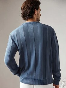 Manfinity CityGents 男士休闲针织圆领长袖毛衣，秋冬男士麻花针织毛衣蓝色毛衣