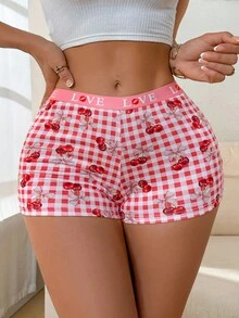 PetitDoll 1条樱桃蝴蝶结格子系列平角内裤，适合年轻女孩 - 粉色 - 查看 3