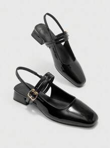 CUCCOO BIZCHIC 女士经典黑色平底一脚蹬休闲通勤鞋 - 黑色 - 查看 4