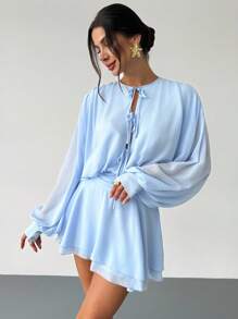 Firerie Women Mini Dresses,Graduation,Graduation Dresses For Women,Back To School Dress, Fall Women Clothes, Old Money, Office Outfits For Women - Baby Blue - View 6