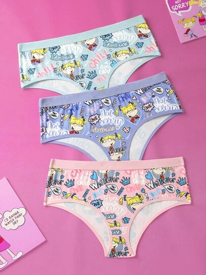 Nick 90s | SHEIN 加大尺寸卡通人物图案可爱内裤