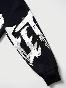 JNSQ Ensemble de 2 pièces pour garçon préadolescent, Sweat-shirt-shirt à manches longues avec imprimé lettres décontracté et pantalon de survêtement ample, convient pour l'automne, l'hiver, le port quotidien, les activités extérieures, les vacances, le streetwear, les fêtes et les loisirs