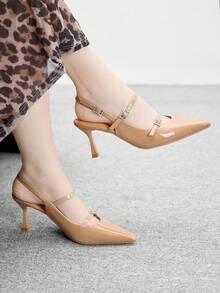 CUCCOO BIZCHIC Sapatos de Salto Alto Elegantes e Pontudos da Moda Feminina - Damasco - Visão 1