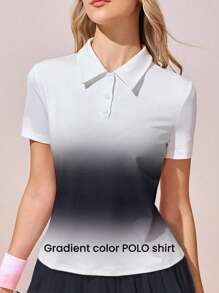 CourtClass Polo deportivo casual con efecto degradado para mujer