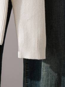 SHEIN Tween Girls' New Autumn/Winter Solid Sweaters - Slim Fit Turtleneck, Long-Sleeve, Stylish Inner Layer, Minimalist Knit,Suitable For Autumn/Winter Fall - White - View 6