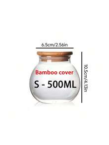 1pc 16.91oz Airtight Glass Storage Jar With Bamboo Lid Multi-Purpose Round Container For Tea, Snacks Etc. - Easy Clean Kitchen Organizer