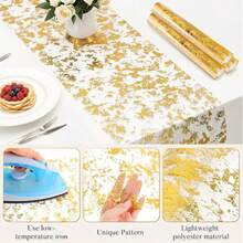 1 Pack Sequin Glitter Aluminum Foil Metallic Mesh Gold Tablecloth Roll Suitable For Table Decoration For Wedding, Christmas, Birthday Party