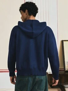 SWAVVY Men's Casual Letter Print Hooded Long Sleeve Sweater, Autumn/Winter - Green - View 2