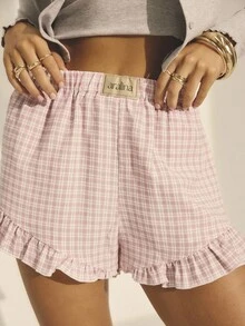 Aralina Pantalones cortos con cintura alta y volantes, estilo vintage Y2K, perfectos para el otoño, el verano, las vacaciones en la playa y el aeropuerto